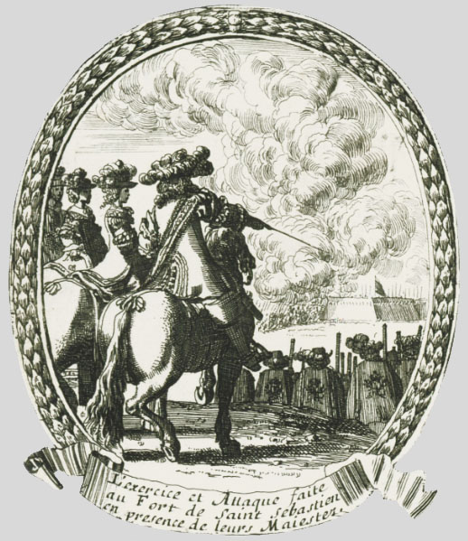 Louis XIV et la reine assistant a des manoeuvres au fort Saint Sébastien Louis XIV et la reine assistant a des manoeuvres au fort Saint Sébastien